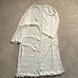 VICI x Summer of Diane Gauzy Ivory with Metallic Gold Detail Swim Cover Up Small